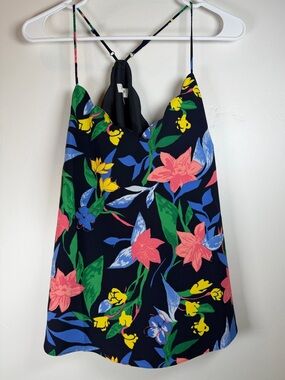 J. Crew Floral Cami Tank Top Navy Colorful Top Spaghetti Straps Size 6